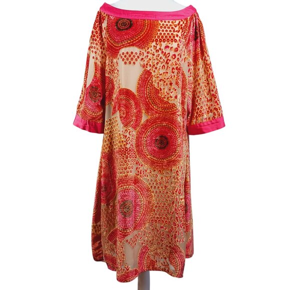 Casual Living, Dress, X, Sheer Burnt Velvet layered over Nude Lining, Pink Trim - Picture 1 of 15